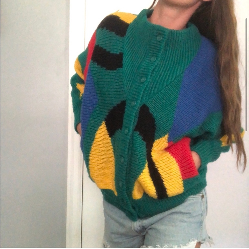 Vintage color block mock neck sweater - Picture 2 of 9